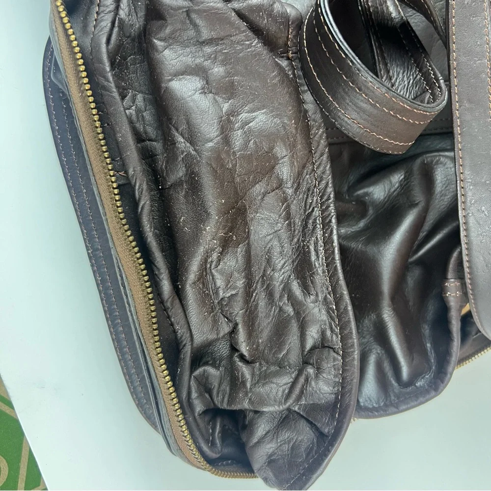Vintage Men’s Brown Leather Convertible Travel Bag Briefcase Work Bag